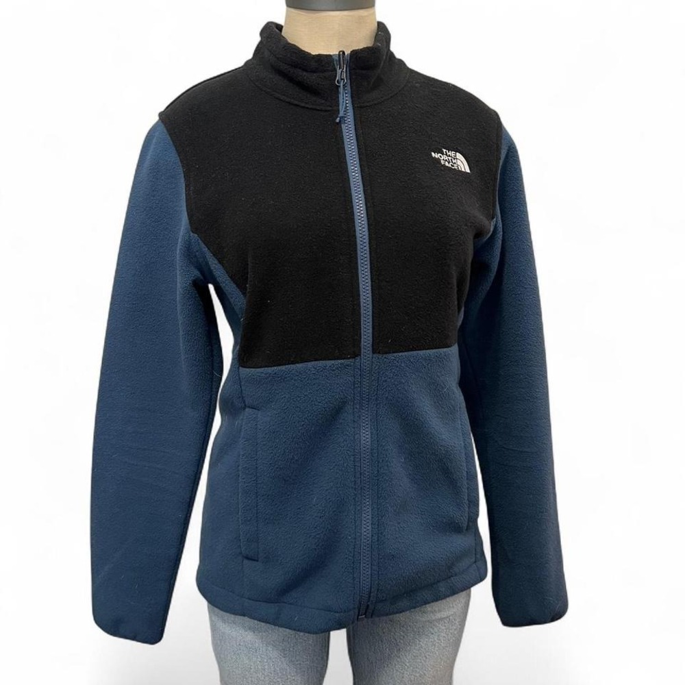 The North Face blue and black fleece jacket
